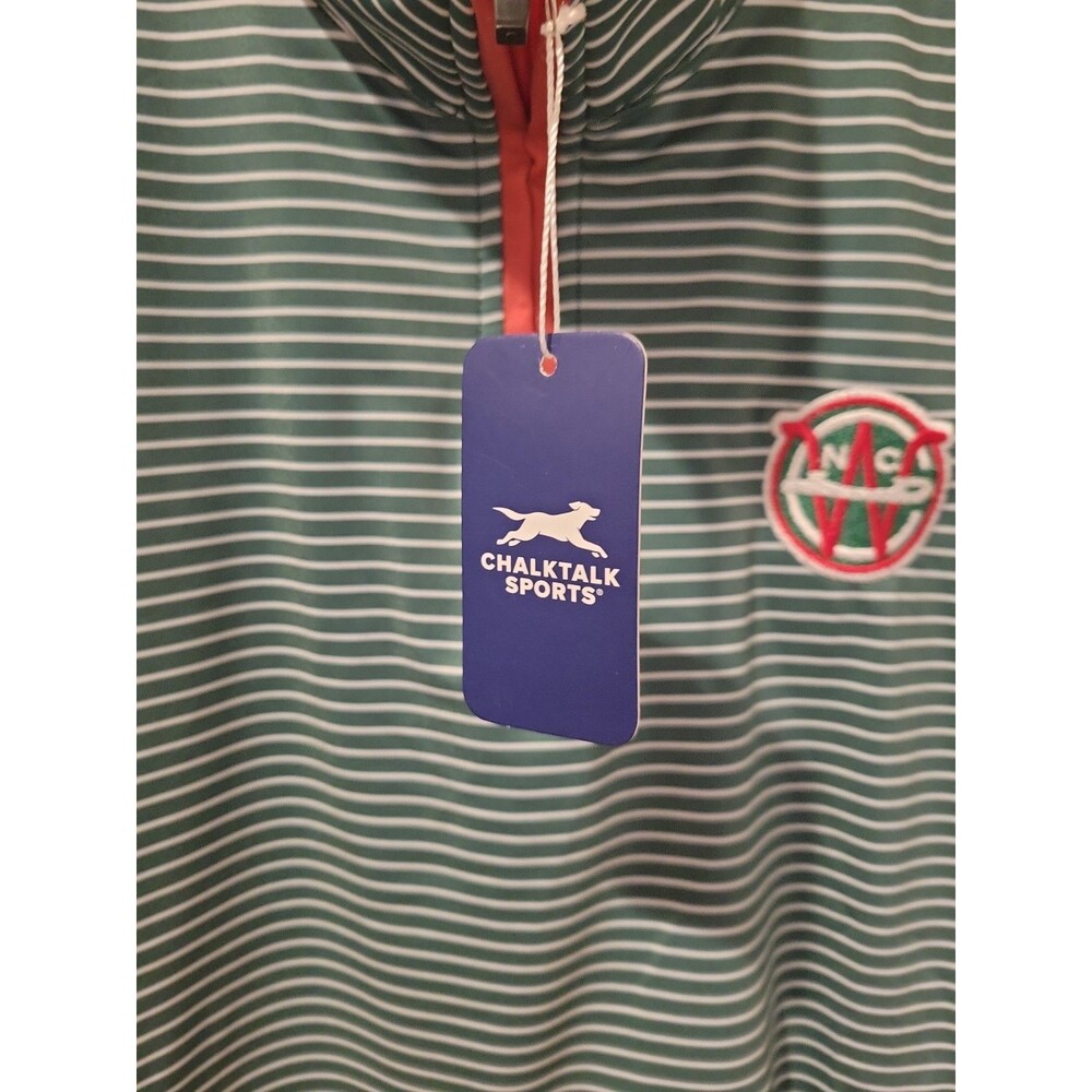 NEW Chalktalk Sports Mens S Green Stripe 1/4 Zip Pullover New Caanan Winter Club - Picture 3 of 6